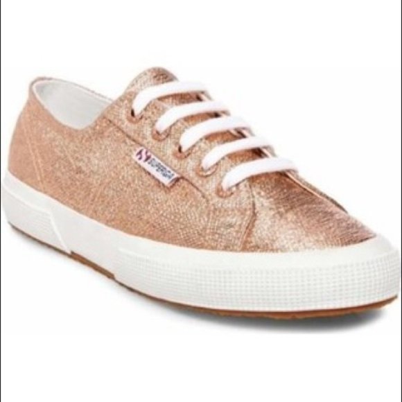 SUPERGA Woman’s Metallic Sparkle Rosegold Low Top Sneakers NEW 39.5 - Picture 2 of 7